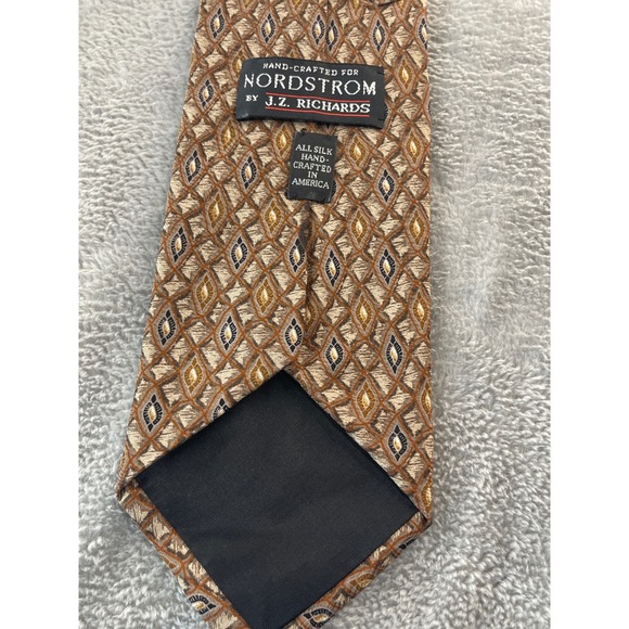 Nordstrom J.Z. Richards Men's All Silk Brown‎ Geometric Necktie Business - Picture 3 of 6